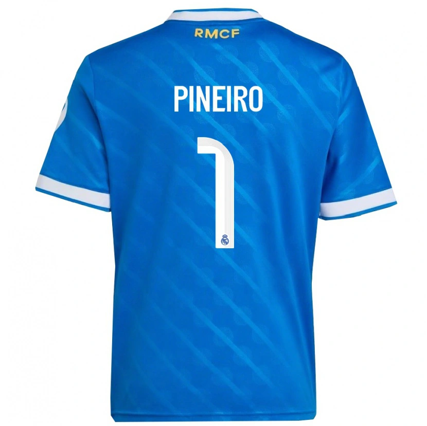 Danxen Criança Camisola Diego Pineiro #1 Azul Branco Terceiro 2025/26 Camisa Brasil