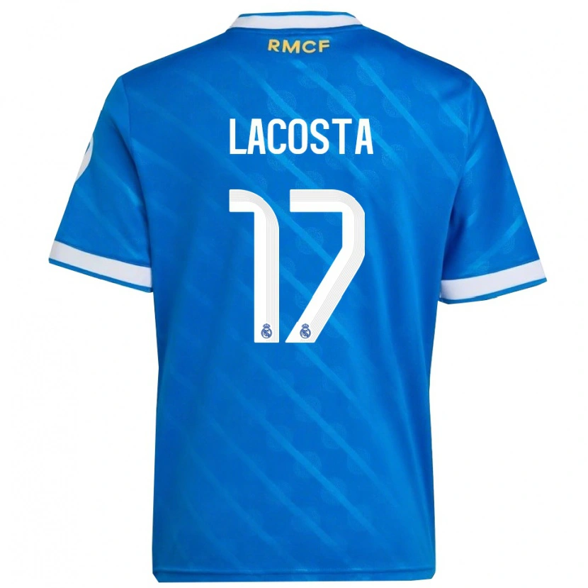 Danxen Criança Camisola Diego Lacosta #17 Azul Branco Terceiro 2025/26 Camisa Brasil