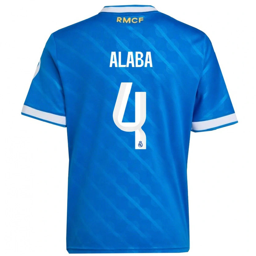 Danxen Criança Camisola David Alaba #4 Azul Branco Terceiro 2025/26 Camisa Brasil