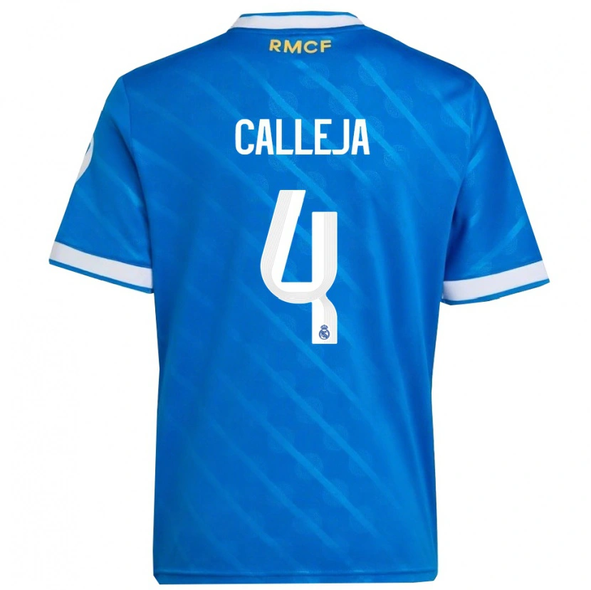 Danxen Criança Camisola Jaime Calleja #4 Azul Branco Terceiro 2025/26 Camisa Brasil