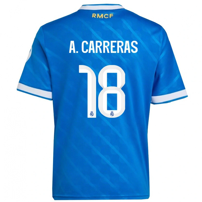 Danxen Criança Camisola Álvaro Carreras #18 Azul Branco Terceiro 2025/26 Camisa Brasil