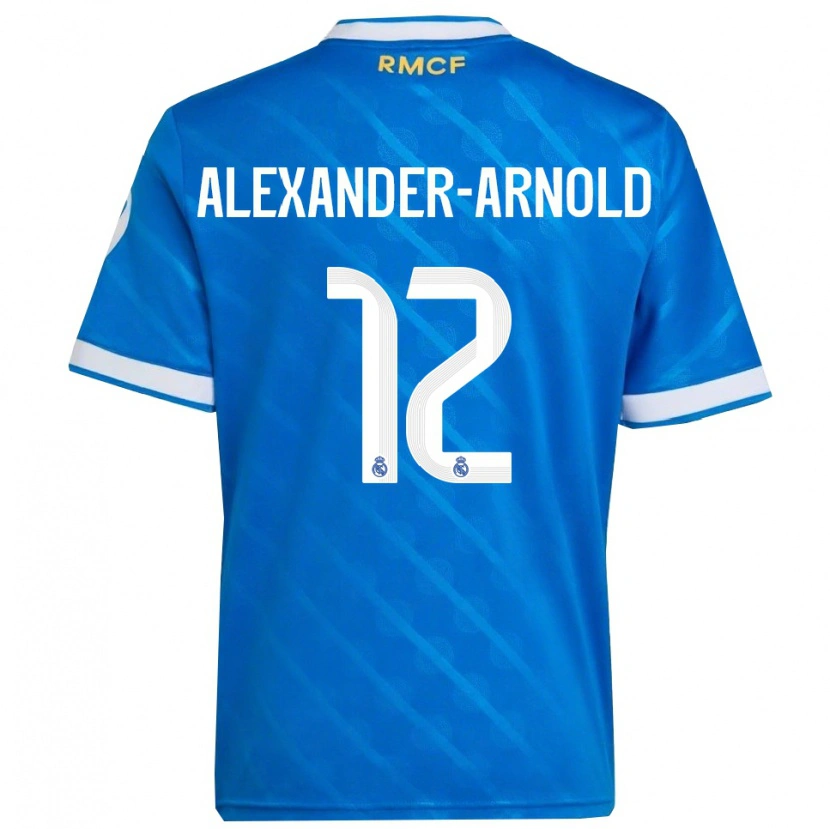 Danxen Criança Camisola Trent Alexander-Arnold #12 Azul Branco Terceiro 2025/26 Camisa Brasil