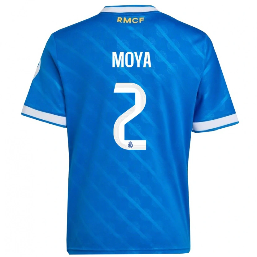Danxen Criança Camisola Alejandro Moya #2 Azul Branco Terceiro 2025/26 Camisa Brasil