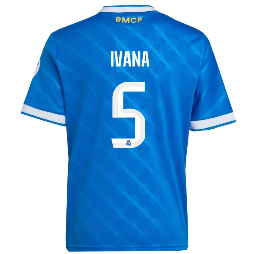 Danxen Criança Camisola Ivana Andres #5 Azul Branco Terceiro 2025/26 Camisa Brasil