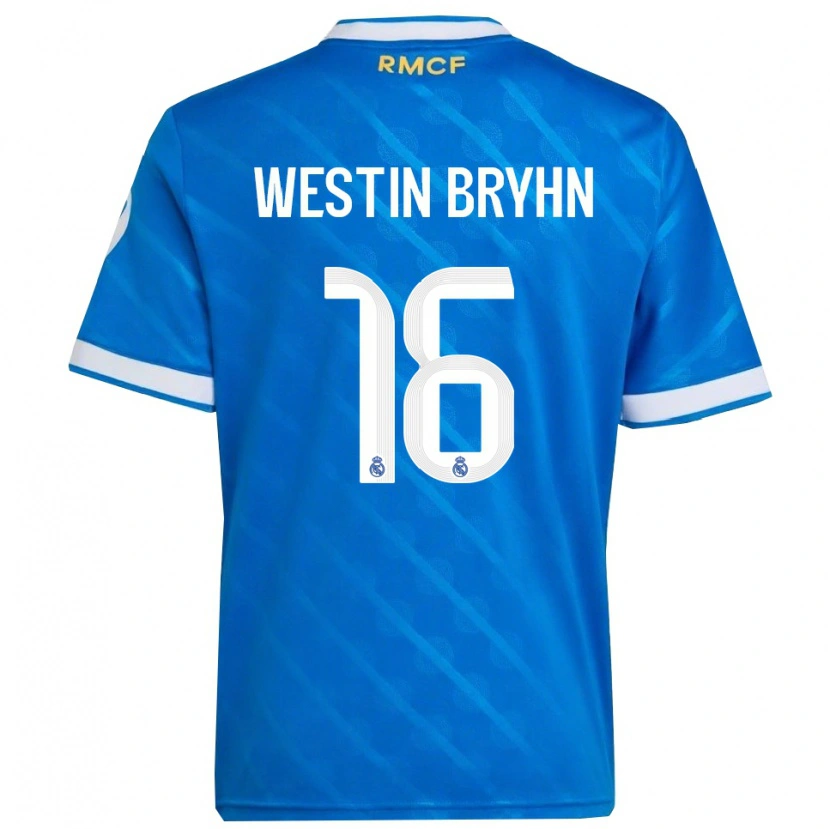 Danxen Criança Camisola Leon Westin Bryhn #16 Azul Branco Terceiro 2025/26 Camisa Brasil
