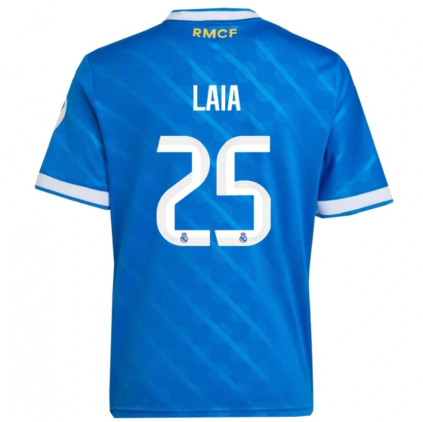 Danxen Criança Camisola Laia López De La Morena #25 Azul Branco Terceiro 2025/26 Camisa Brasil