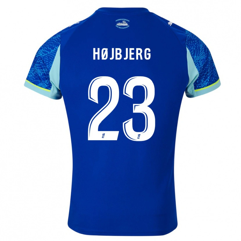 Danxen Criança Camisola Pierre-Emile Højbjerg #23 Azul Celeste Branco Terceiro 2025/26 Camisa Brasil