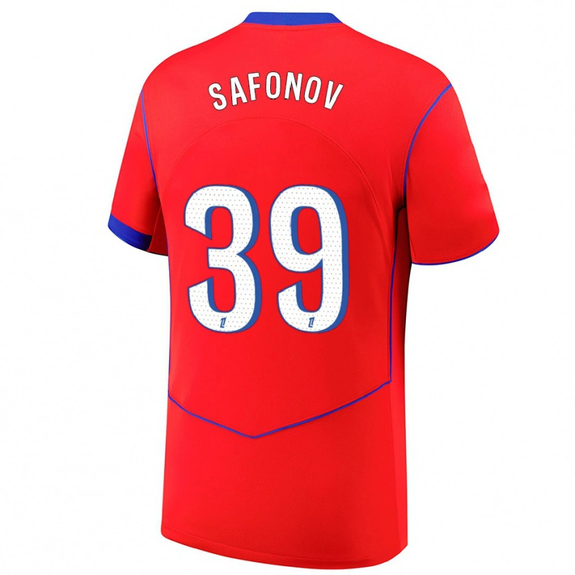 Danxen Criança Camisola Matvey Safonov #39 Vermelho Azul Branco Terceiro 2025/26 Camisa Brasil