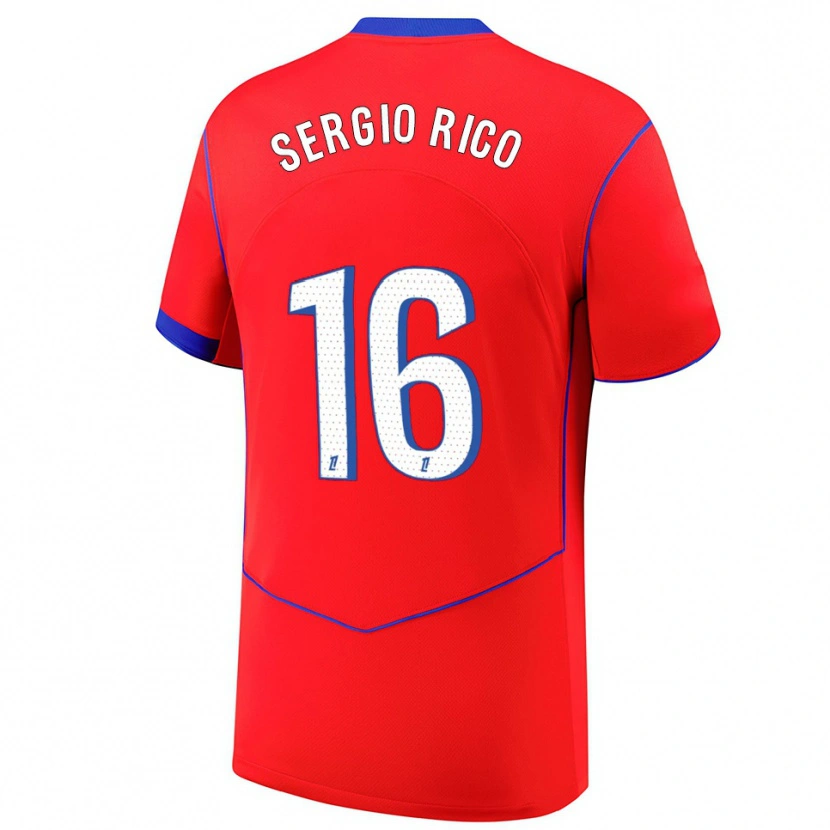 Danxen Criança Camisola Sergio Rico #16 Vermelho Azul Branco Terceiro 2025/26 Camisa Brasil