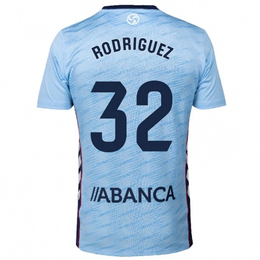 Danxen Homem Camisola Javi Rodríguez #32 Azul Celeste Vermelho Principal 2025/26 Camisa Brasil