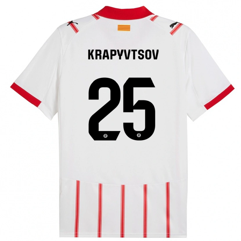 Danxen Homem Camisola Vladyslav Krapyvtsov #25 Branco Vermelho Principal 2025/26 Camisa Brasil