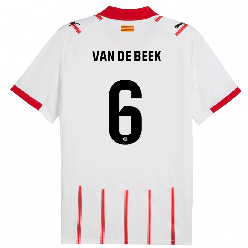 Danxen Homem Camisola Donny Van De Beek #6 Branco Vermelho Principal 2025/26 Camisa Brasil