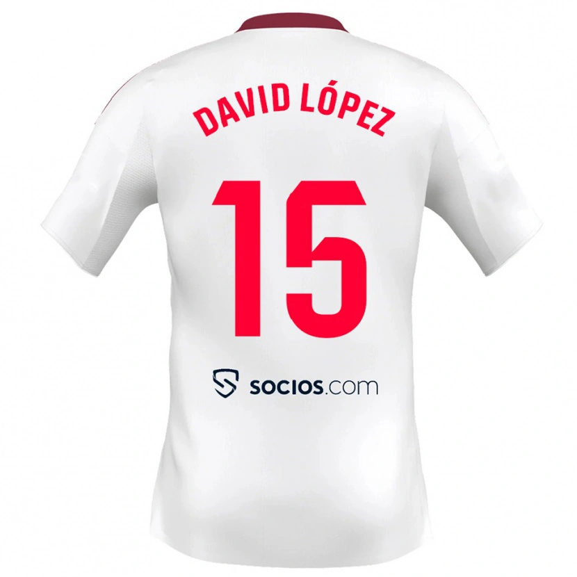 Danxen Homem Camisola David López #15 Branco Vermelho Principal 2025/26 Camisa Brasil