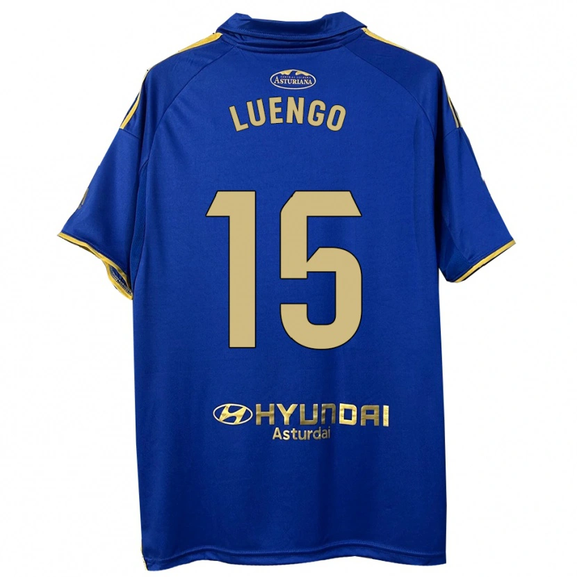 Danxen Homem Camisola Oier Luengo #15 Azul Dourado Principal 2025/26 Camisa Brasil