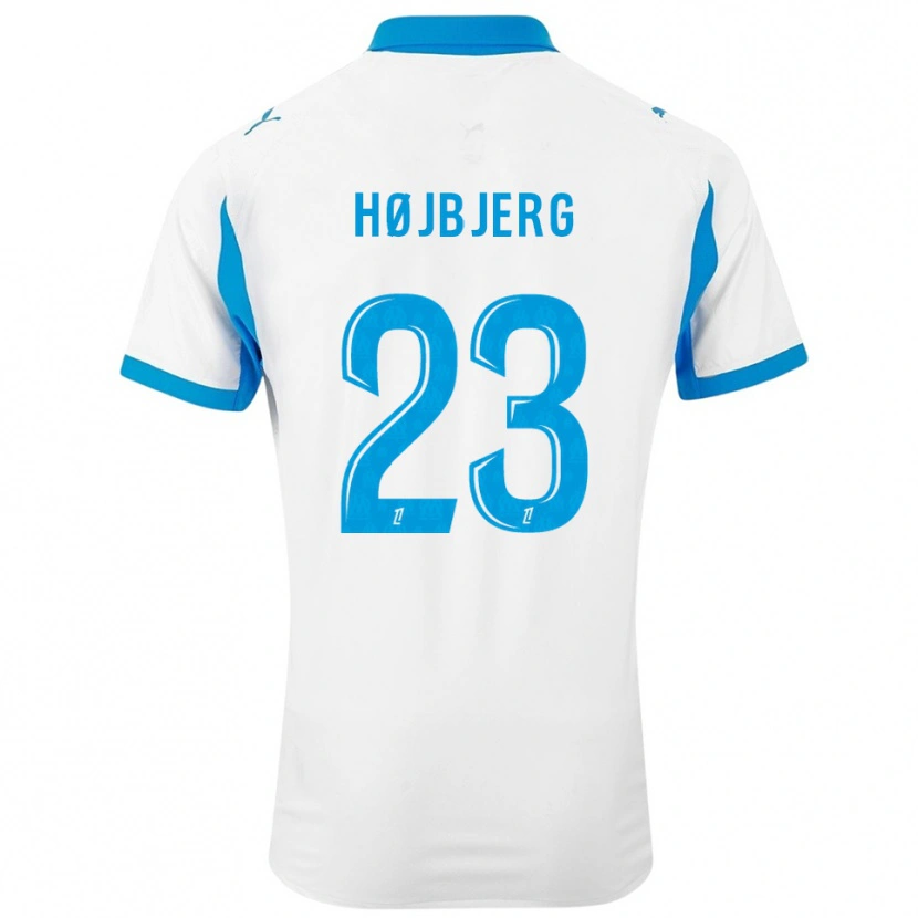Danxen Homem Camisola Pierre-Emile Højbjerg #23 Branco Azul Celeste Principal 2025/26 Camisa Brasil