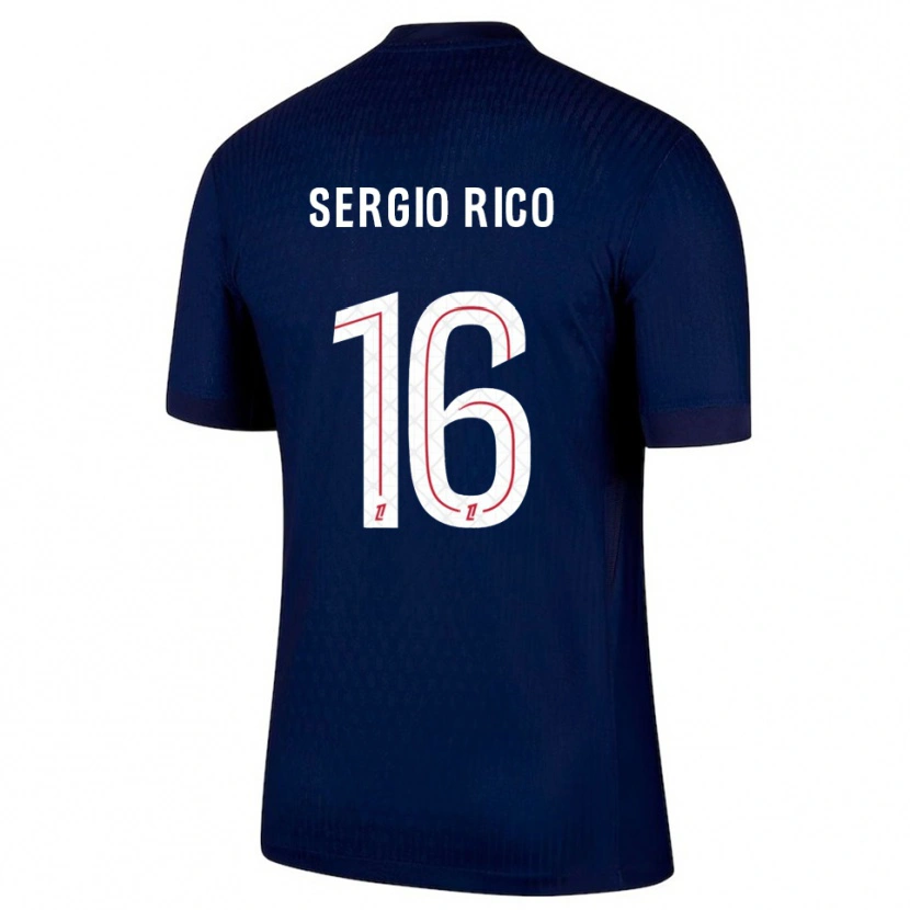 Danxen Homem Camisola Sergio Rico #16 Azul Marinho Vermelho Principal 2025/26 Camisa Brasil