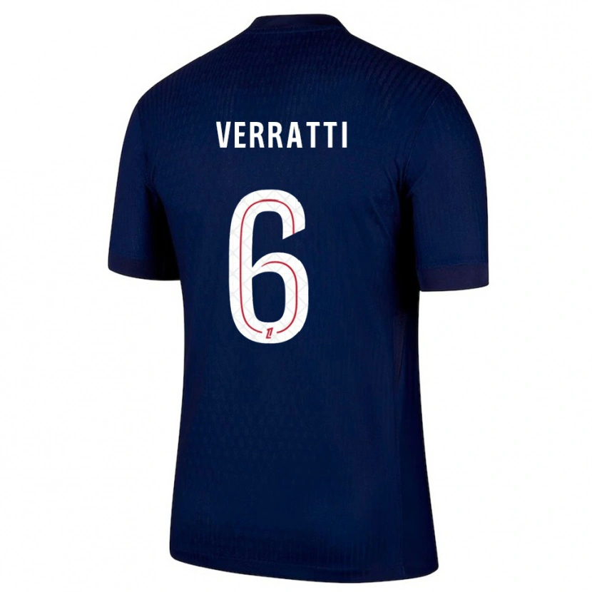 Danxen Homem Camisola Marco Verratti #6 Azul Marinho Vermelho Principal 2025/26 Camisa Brasil