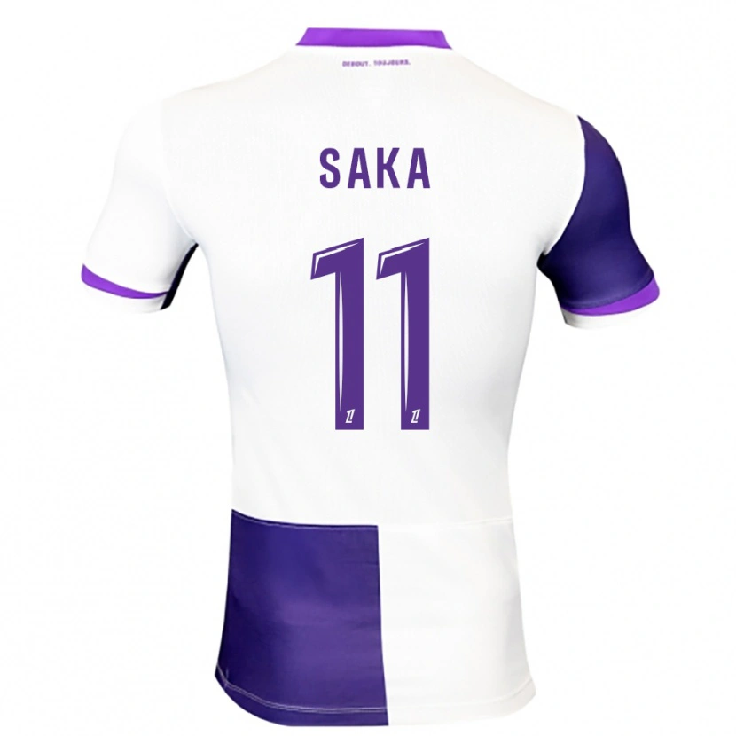 Danxen Homem Camisola Mathis Saka #11 Roxo Branco Principal 2025/26 Camisa Brasil