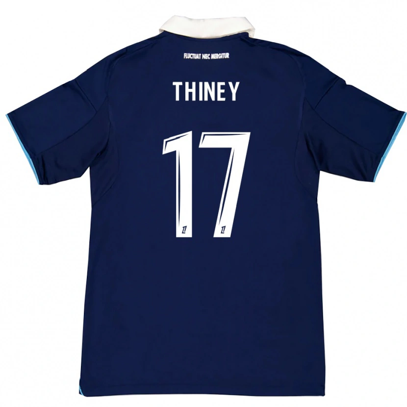 Danxen Homem Camisola Gaëtane Thiney #17 Azul Escuro Branco Principal 2025/26 Camisa Brasil