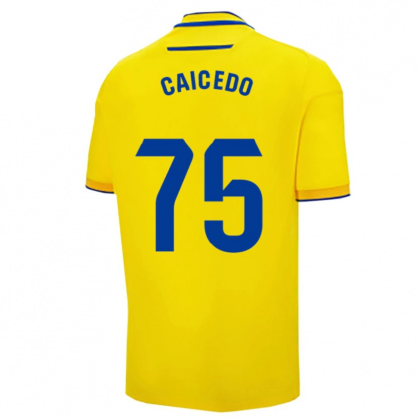 Danxen Homem Camisola Alfred Caicedo #75 Amarelo Marinho Principal 2025/26 Camisa Brasil