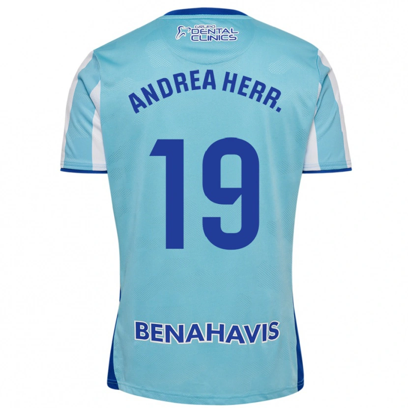 Danxen Homem Camisola Andrea Herrero Valiente #19 Azul Celeste Branco Principal 2025/26 Camisa Brasil