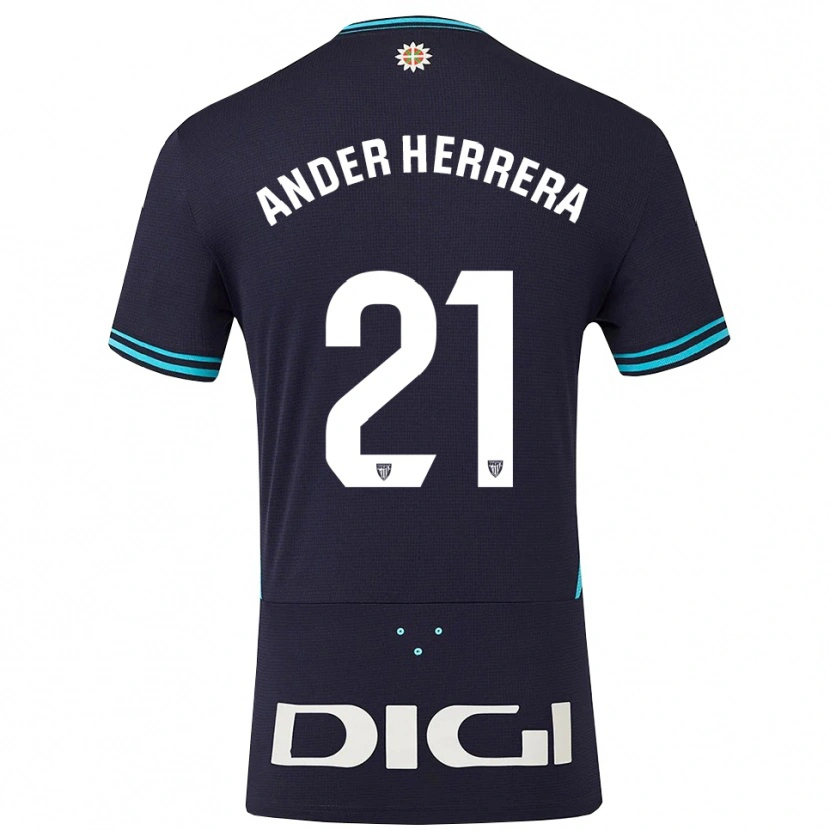 Danxen Homem Camisola Ander Herrera #21 Azul Marinho Azul Celeste Alternativa 2025/26 Camisa Brasil