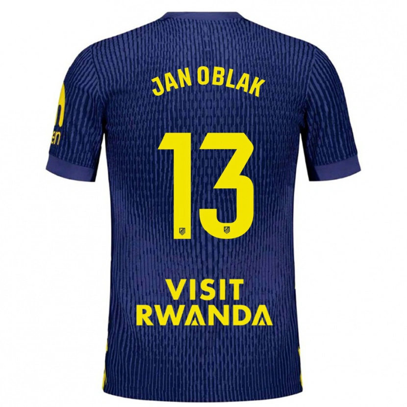 Danxen Homem Camisola Jan Oblak #13 Azul Marinho Amarelo Alternativa 2025/26 Camisa Brasil