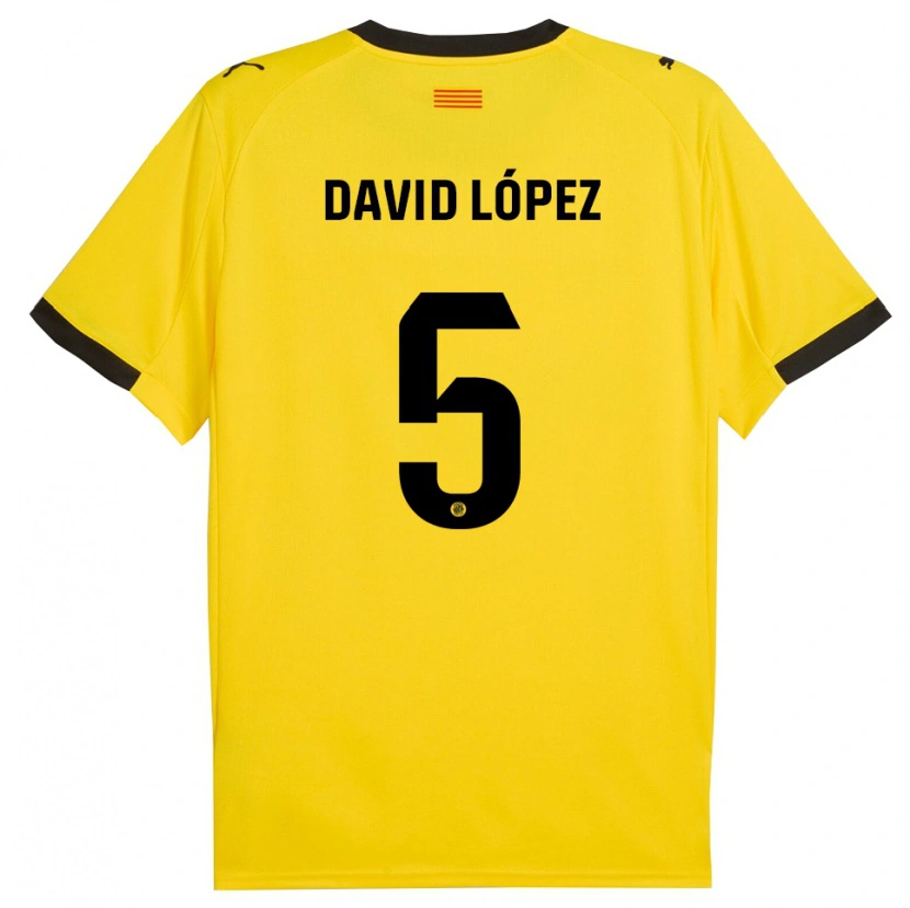 Danxen Homem Camisola David López #5 Amarelo Preto Alternativa 2025/26 Camisa Brasil