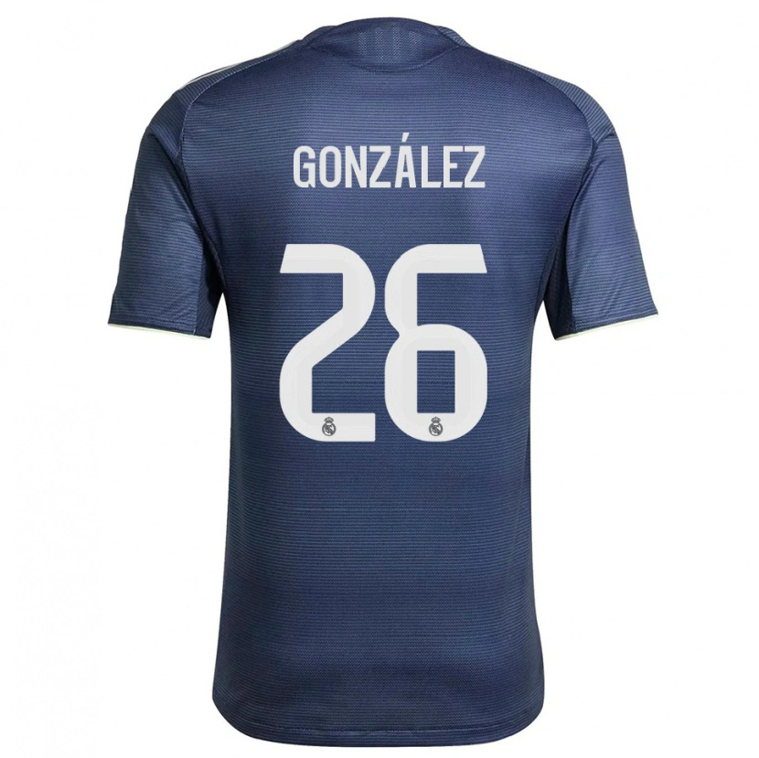 Danxen Homem Camisola Fran González #26 Azul Marinho Prata Alternativa 2025/26 Camisa Brasil