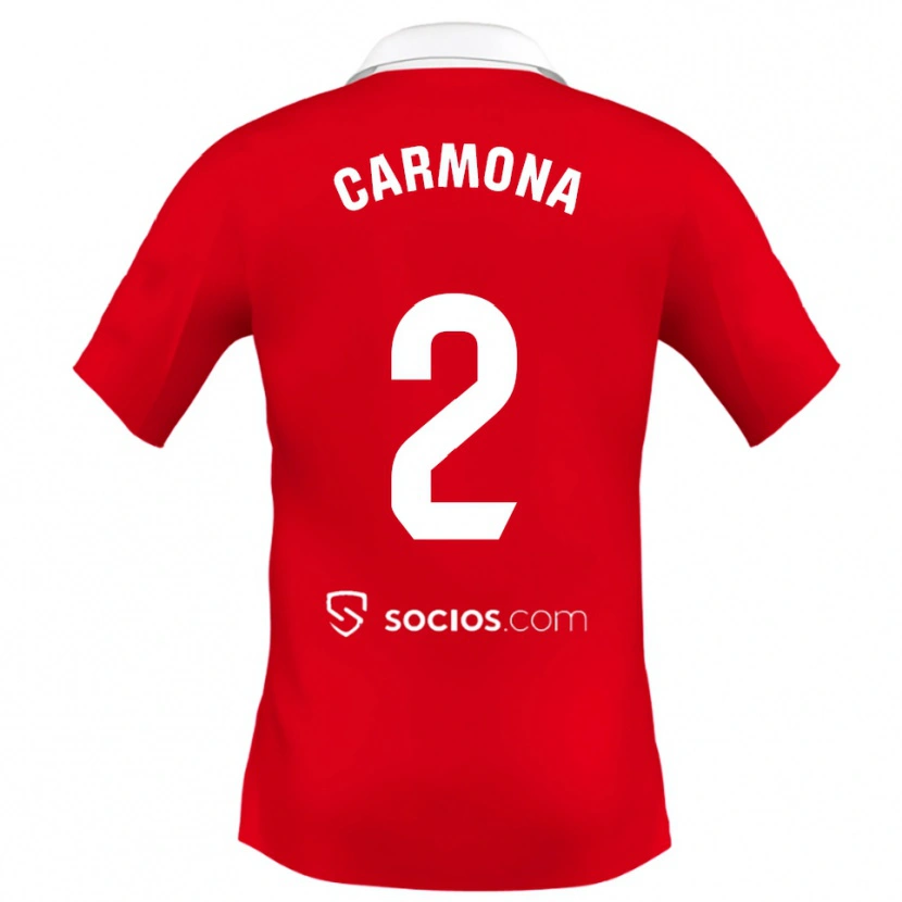 Danxen Homem Camisola José Ángel Carmona #2 Vermelho Branco Cinza Alternativa 2025/26 Camisa Brasil