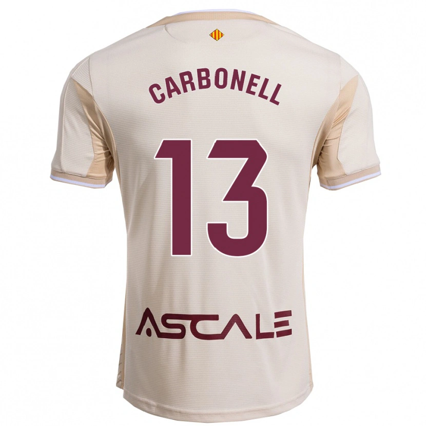 Danxen Homem Camisola Carmen Carbonell #13 Branco Sujo Borgonha Alternativa 2025/26 Camisa Brasil