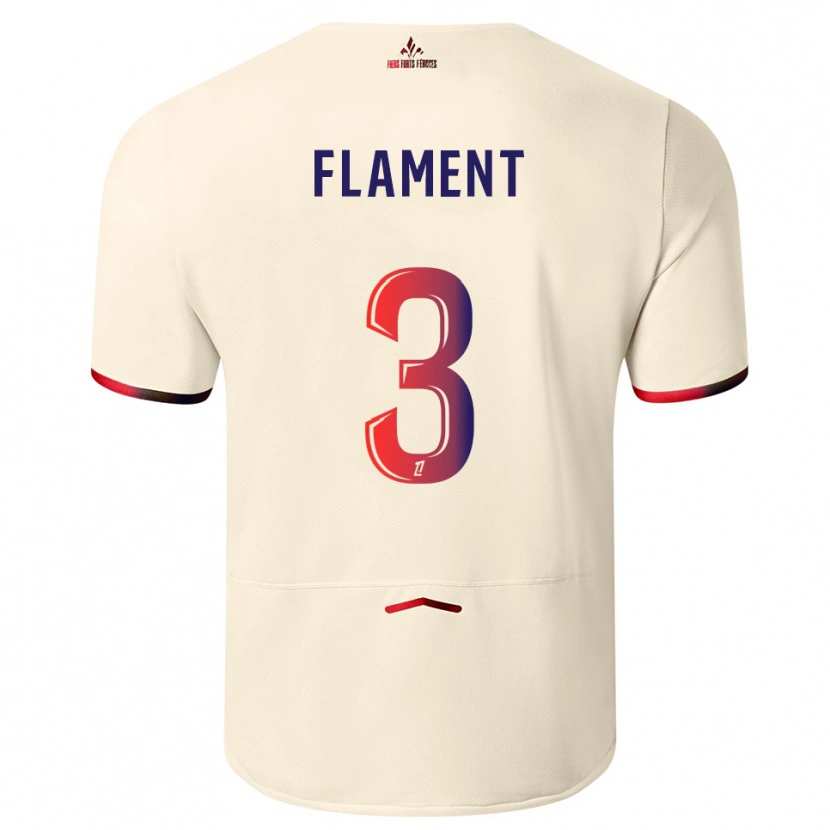 Danxen Homem Camisola Corentin Flament #3 Branco Sujo Vermelho Alternativa 2025/26 Camisa Brasil