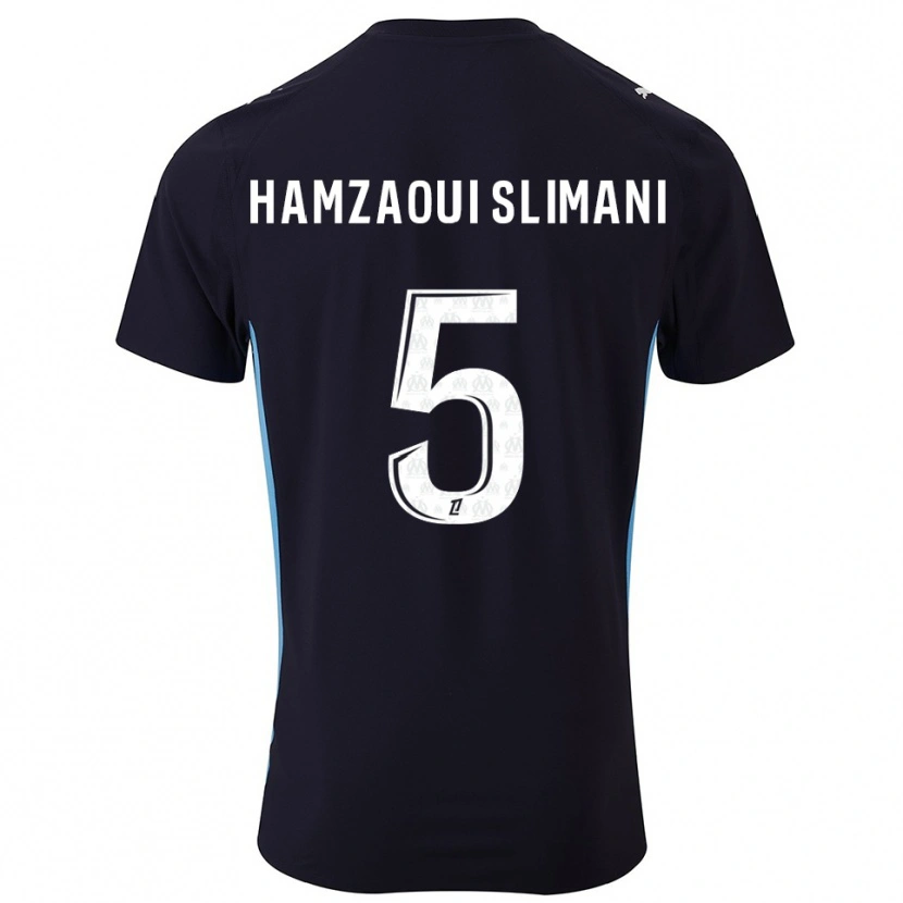 Danxen Homem Camisola Hilan Hamzaoui Slimani #5 Preto Azul Celeste Alternativa 2025/26 Camisa Brasil