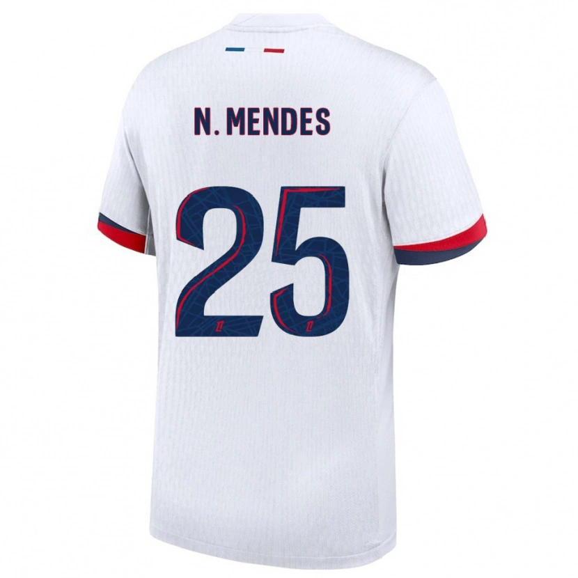 Danxen Homem Camisola Nuno Mendes #25 Branco Vermelho Alternativa 2025/26 Camisa Brasil