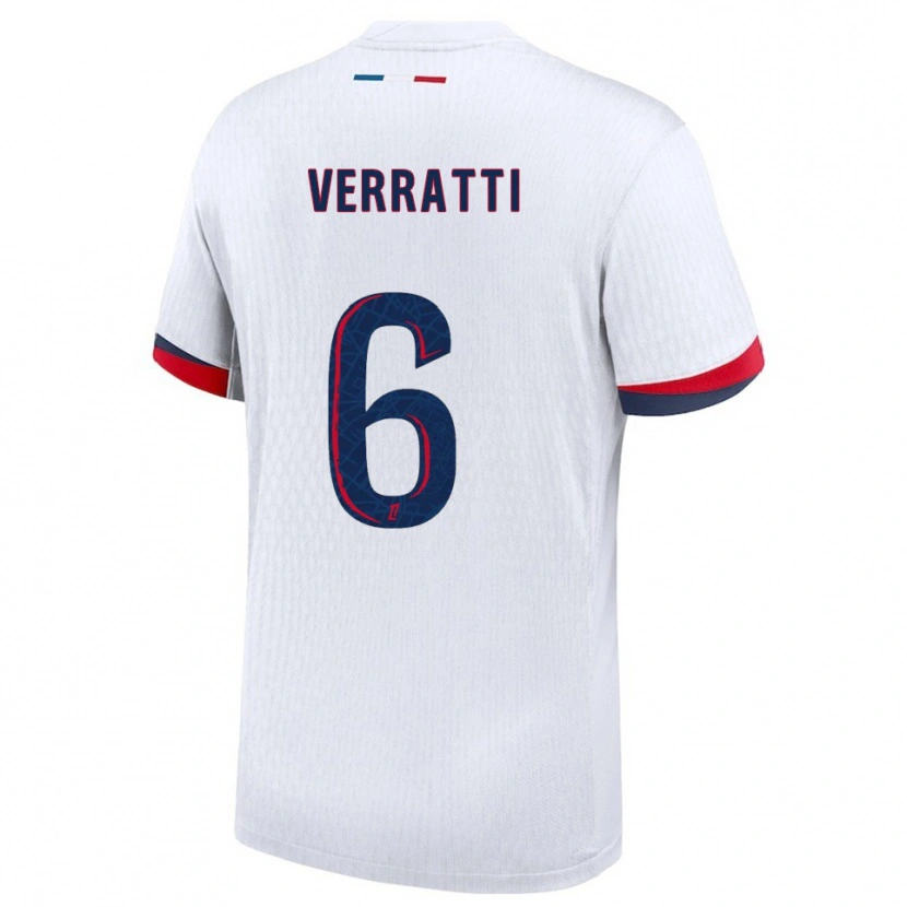 Danxen Homem Camisola Marco Verratti #6 Branco Vermelho Alternativa 2025/26 Camisa Brasil