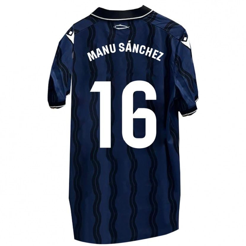 Danxen Homem Camisola Manu Sánchez #16 Azul Escuro Preto Alternativa 2025/26 Camisa Brasil