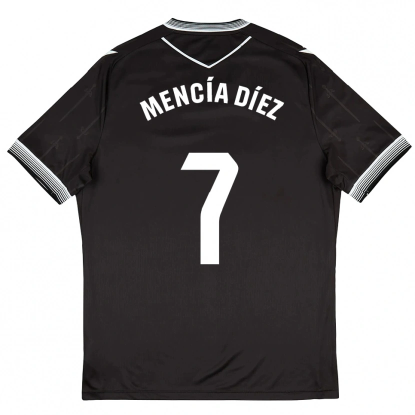 Danxen Homem Camisola Mencía Díez #7 Preto Branco Alternativa 2025/26 Camisa Brasil