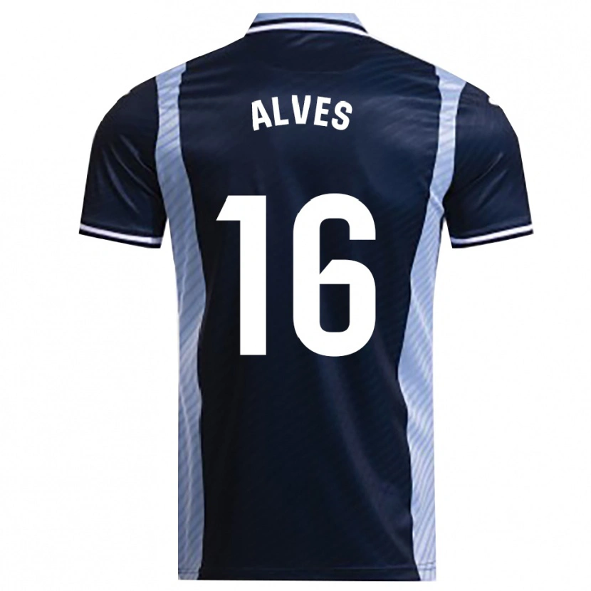 Danxen Homem Camisola Rubén Alves #16 Azul Marinho Azul Celeste Alternativa 2025/26 Camisa Brasil
