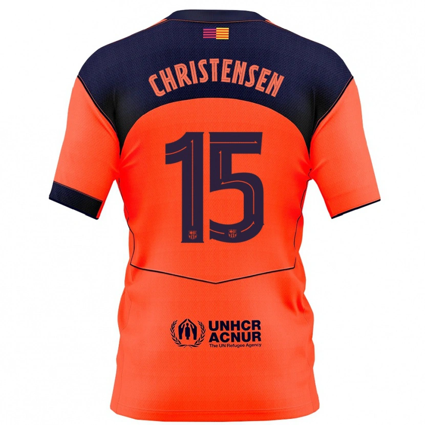 Danxen Homem Camisola Andreas Christensen #15 Laranja Marinho Terceiro 2025/26 Camisa Brasil