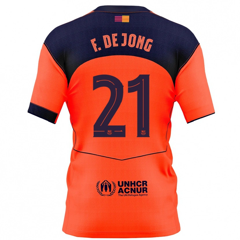 Danxen Homem Camisola Frenkie De Jong #21 Laranja Marinho Terceiro 2025/26 Camisa Brasil