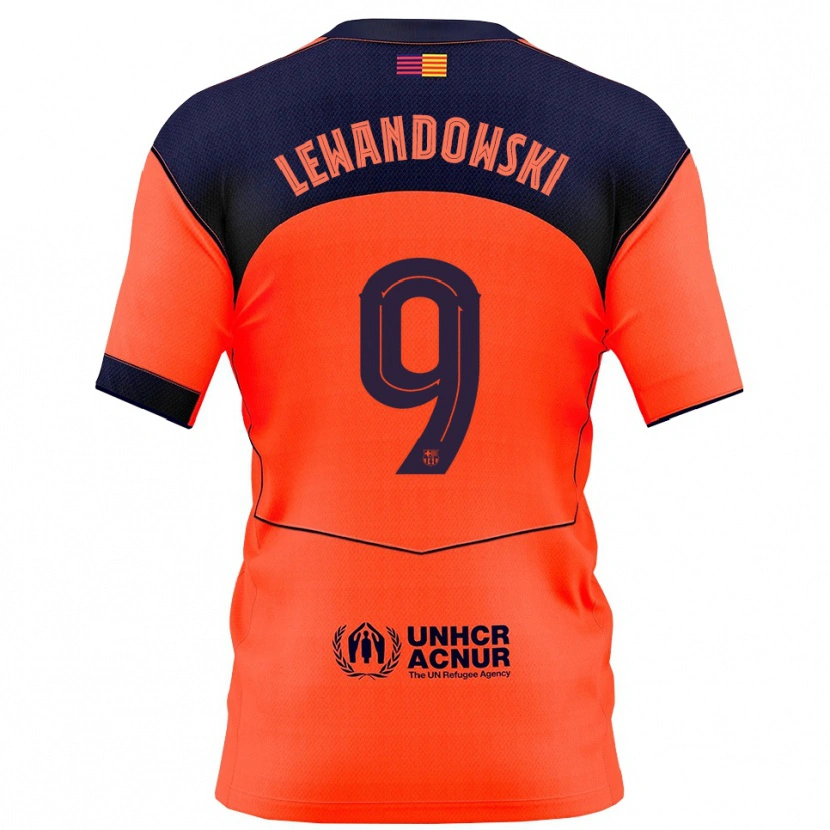 Danxen Homem Camisola Robert Lewandowski #9 Laranja Marinho Terceiro 2025/26 Camisa Brasil