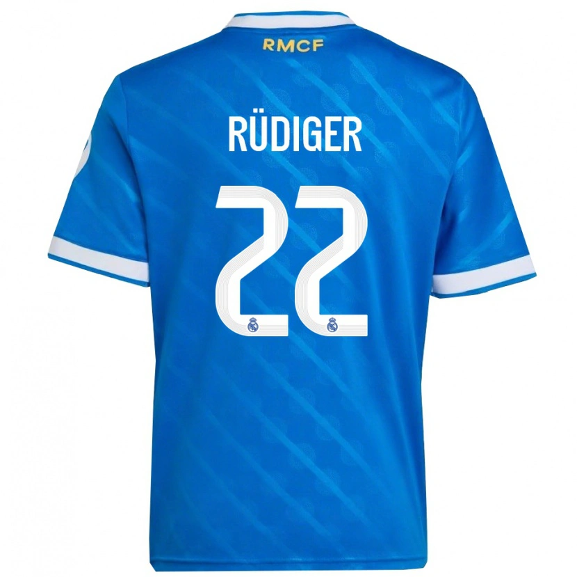Danxen Homem Camisola Antonio Rüdiger #22 Azul Branco Terceiro 2025/26 Camisa Brasil