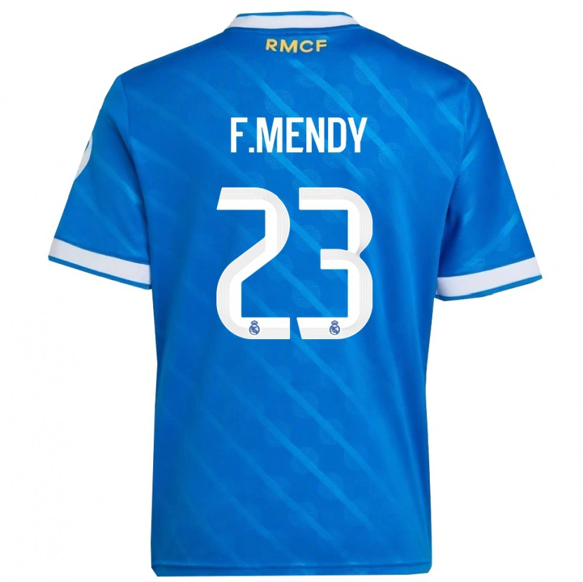 Danxen Homem Camisola Ferland Mendy #23 Azul Branco Terceiro 2025/26 Camisa Brasil