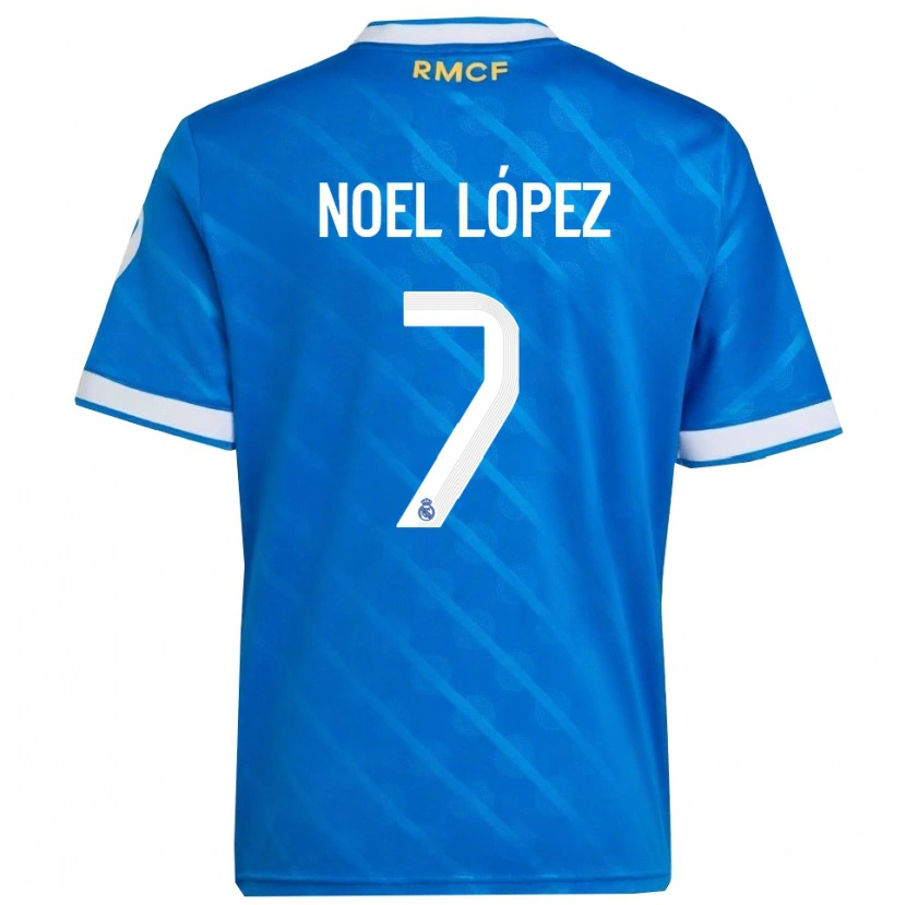 Danxen Homem Camisola Noel López #7 Azul Branco Terceiro 2025/26 Camisa Brasil