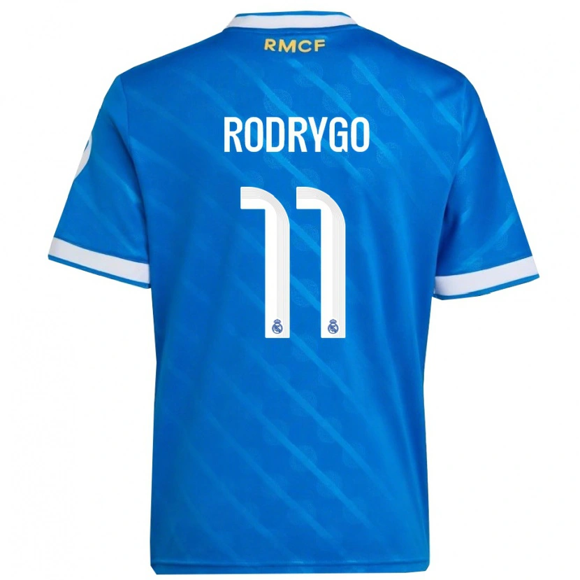 Danxen Homem Camisola Rodrygo #11 Azul Branco Terceiro 2025/26 Camisa Brasil