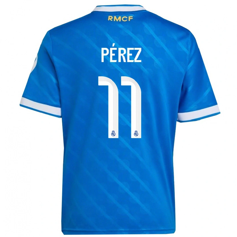 Danxen Homem Camisola Adrián Pérez #11 Azul Branco Terceiro 2025/26 Camisa Brasil