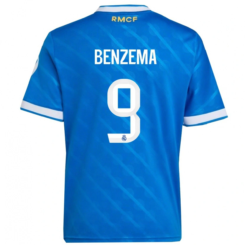 Danxen Homem Camisola Karim Benzema #9 Azul Branco Terceiro 2025/26 Camisa Brasil