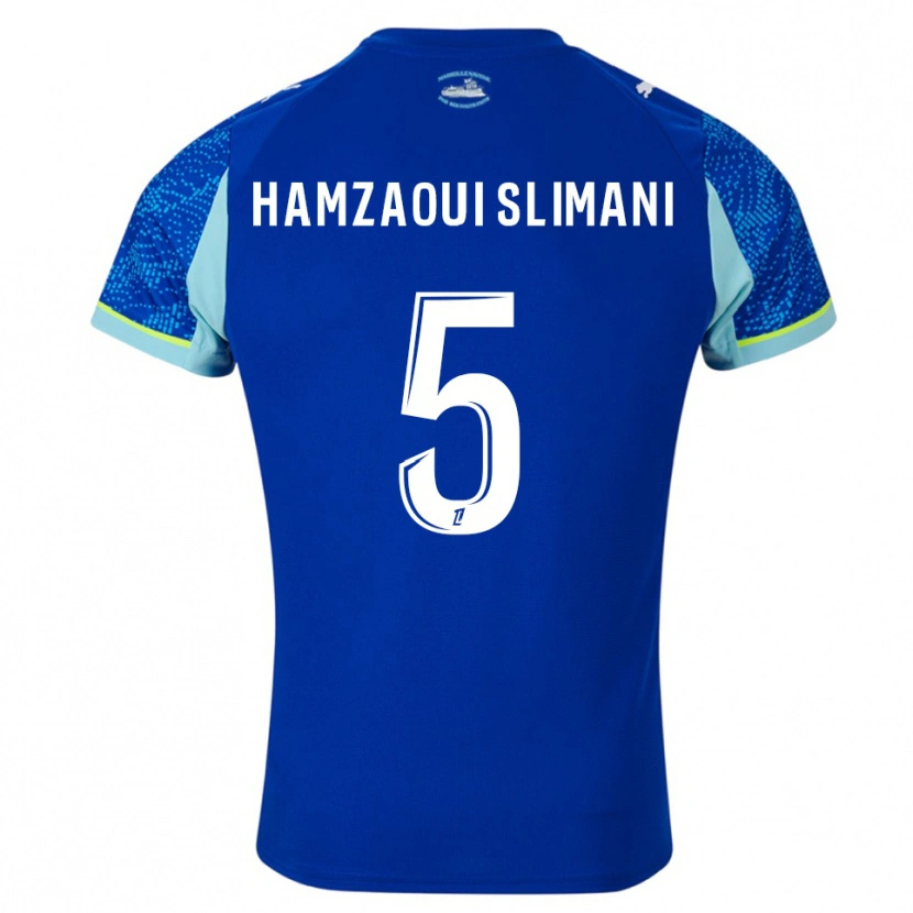 Danxen Homem Camisola Hilan Hamzaoui Slimani #5 Azul Celeste Branco Terceiro 2025/26 Camisa Brasil