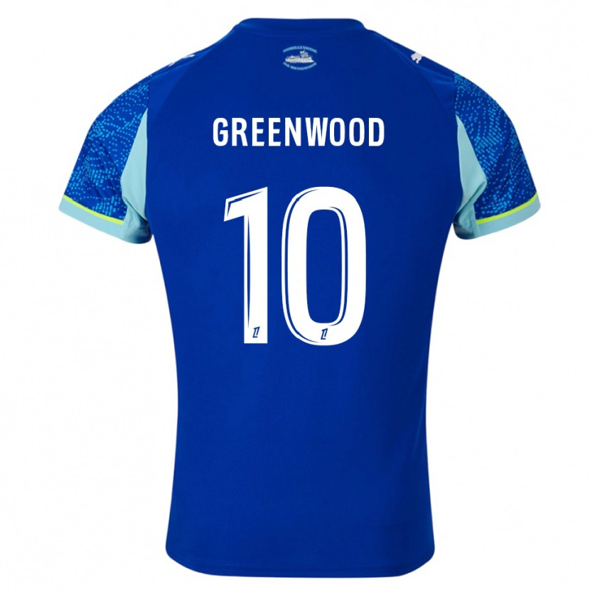 Danxen Homem Camisola Mason Greenwood #10 Azul Celeste Branco Terceiro 2025/26 Camisa Brasil