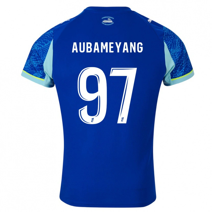 Danxen Homem Camisola Pierre-Emerick Aubameyang #97 Azul Celeste Branco Terceiro 2025/26 Camisa Brasil